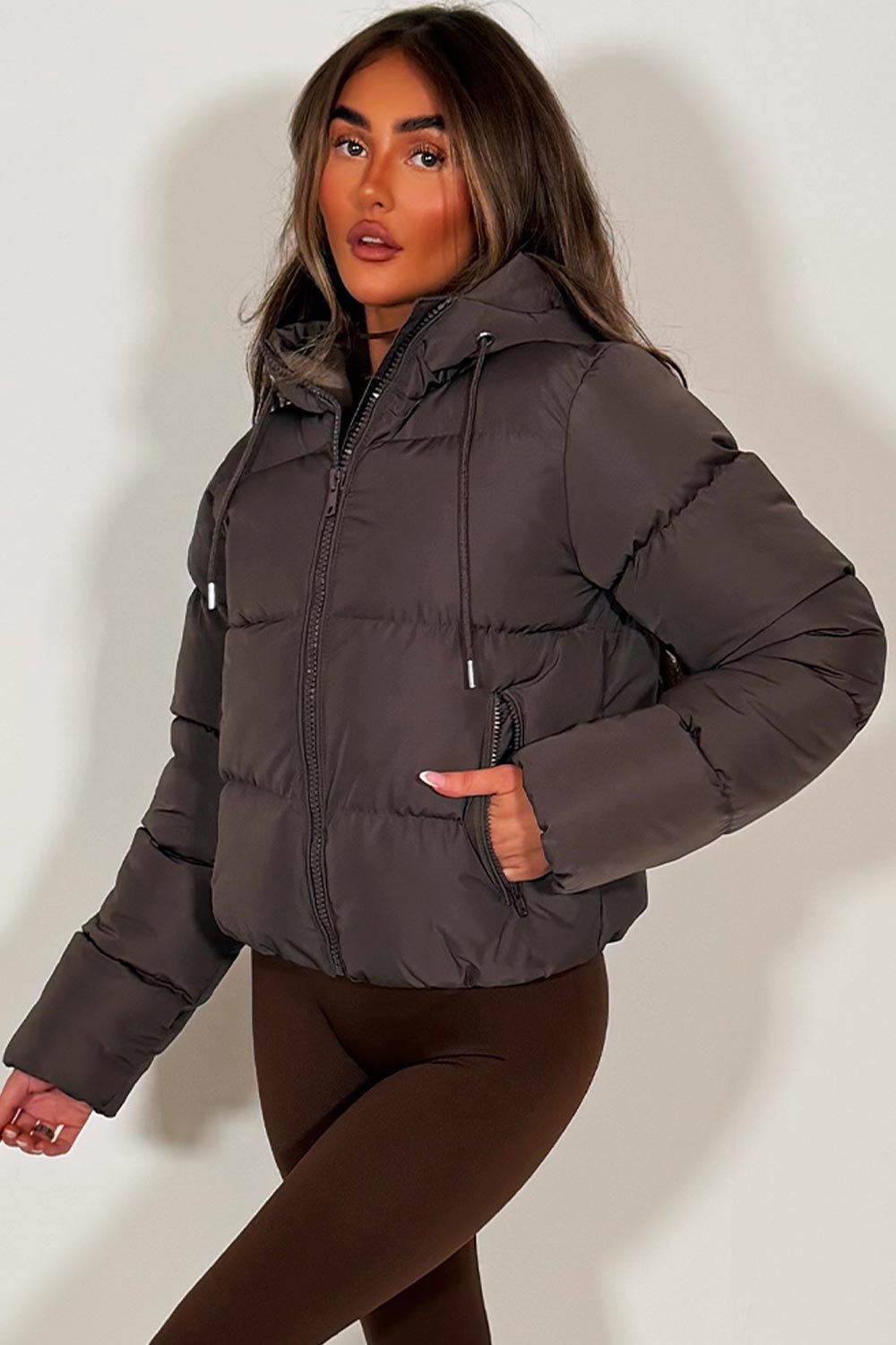 Cropped Hooded Puffer Jacket