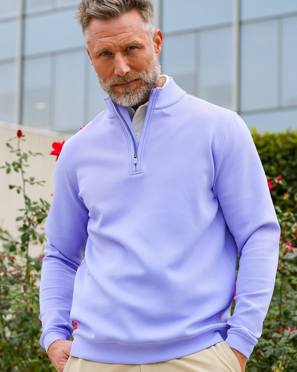 Men's Textured Stretch Quarter-Zip Pullover