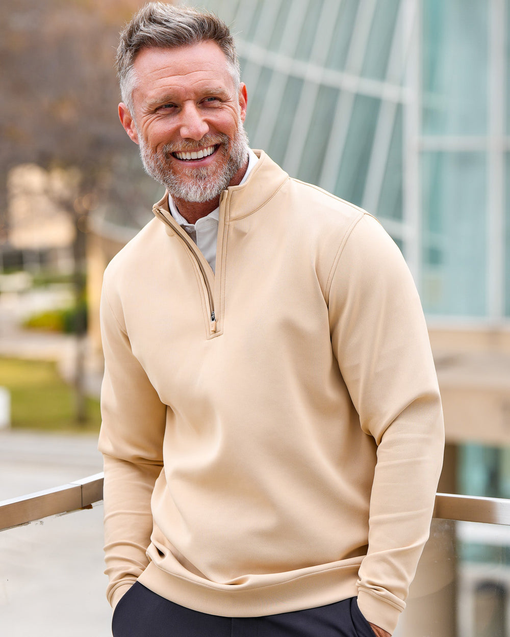 Men's Textured Stretch Quarter-Zip Pullover