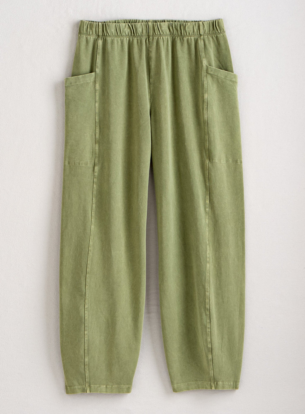 Mineral-Wash Pull-On Barrel Pants with Side Pockets