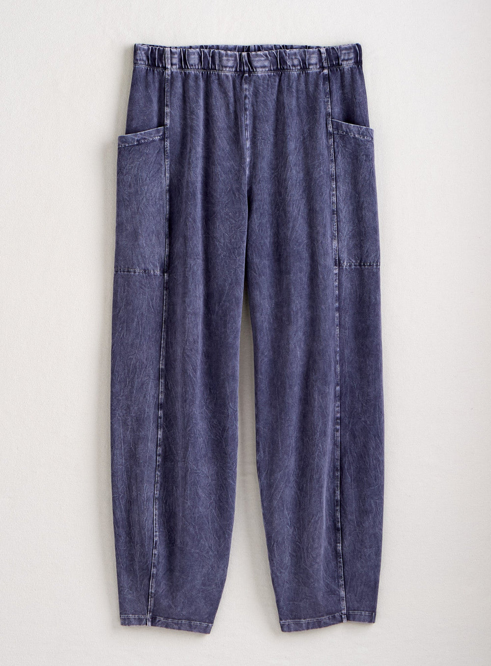 Mineral-Wash Pull-On Barrel Pants with Side Pockets