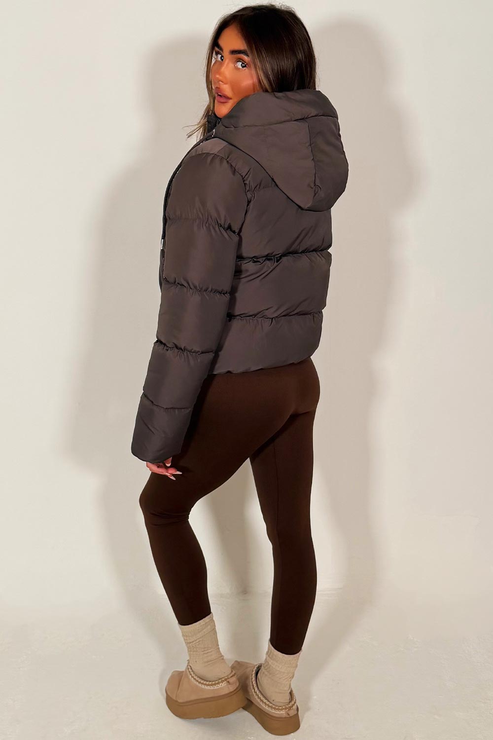 Cropped Hooded Puffer Jacket