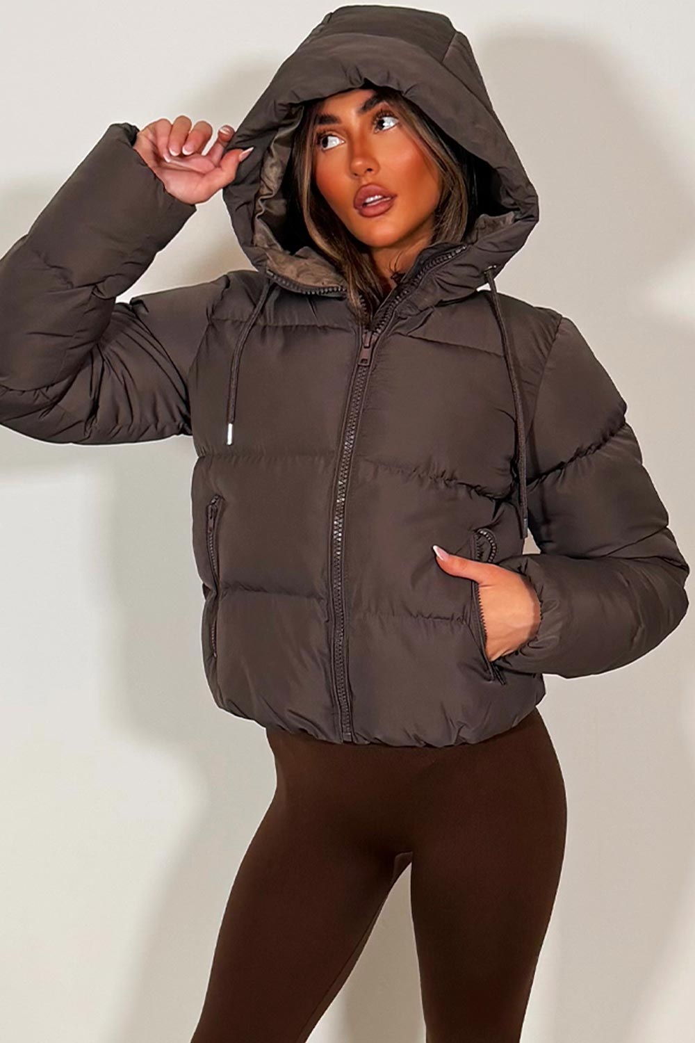 Cropped Hooded Puffer Jacket