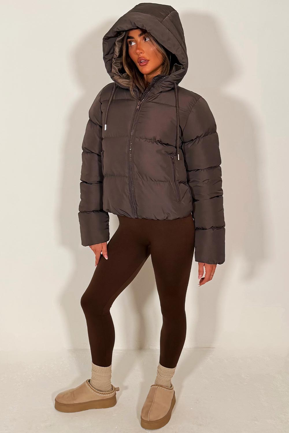 Cropped Hooded Puffer Jacket