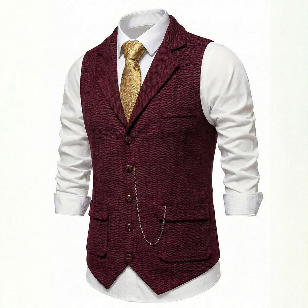 Men's Herringbone Tweed-Style Waistcoat