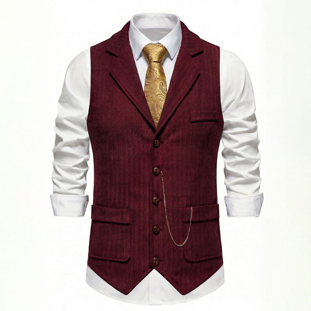Men's Herringbone Tweed-Style Waistcoat