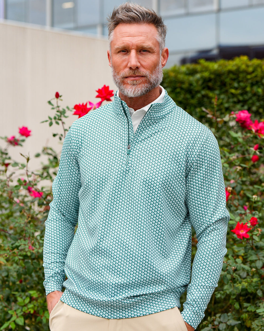 Men's Textured Stretch Quarter-Zip Pullover
