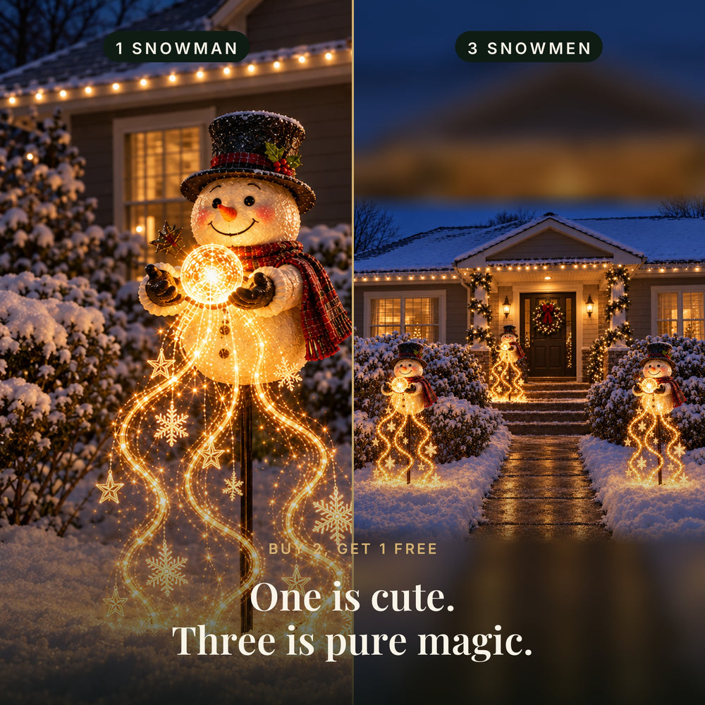 Snowman Magic Fountain Solar Garden Light