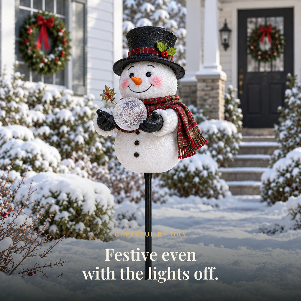 Snowman Magic Fountain Solar Garden Light