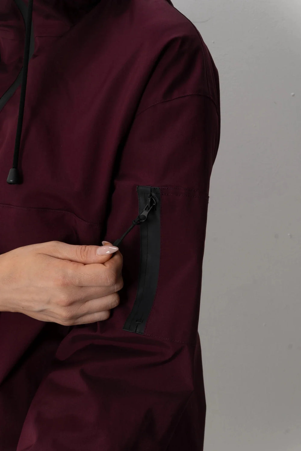 Relaxed Half-Zip Rain Anorak Hoodie