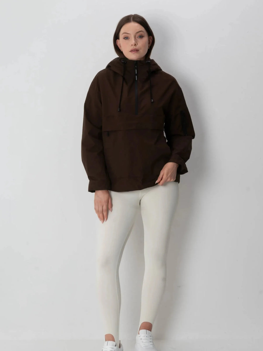 Relaxed Half-Zip Rain Anorak Hoodie