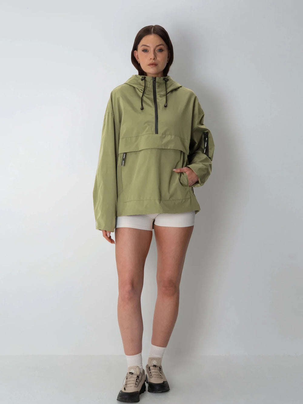 Relaxed Half-Zip Rain Anorak Hoodie
