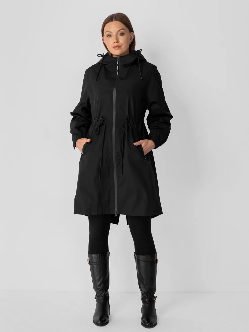 Full-Length Brushed-Lined Hooded Raincoat