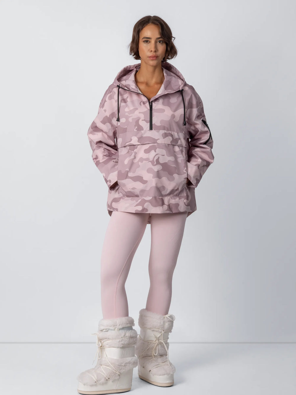 Relaxed Half-Zip Rain Anorak Hoodie