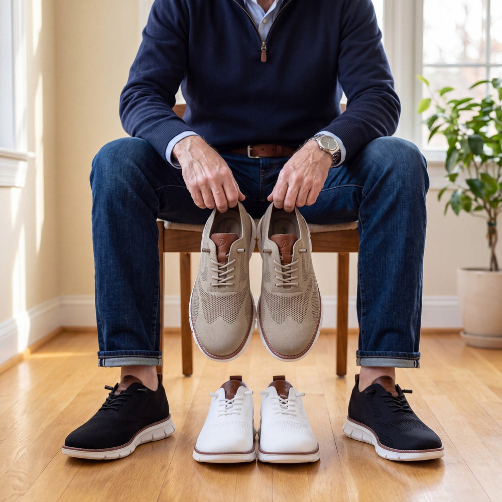 Men's Breathable Knit Wingtip Walking Shoes