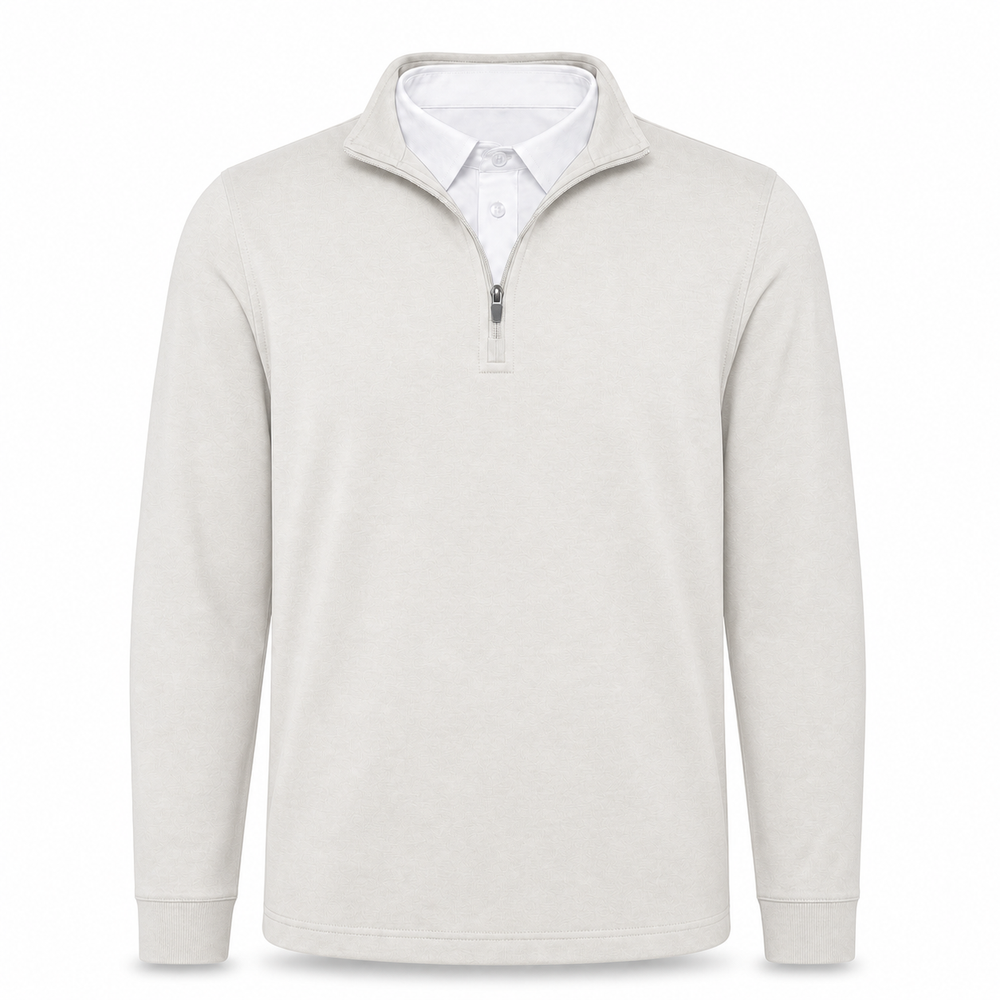 Men's Layered-Look Collar Quarter-Zip Pullover