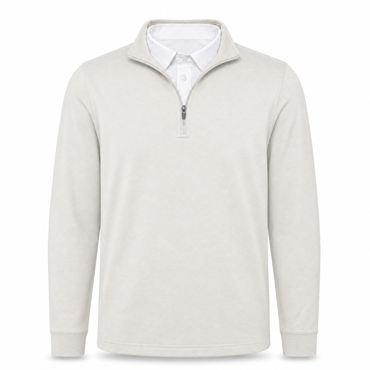 Men's Layered-Look Collar Quarter-Zip Pullover