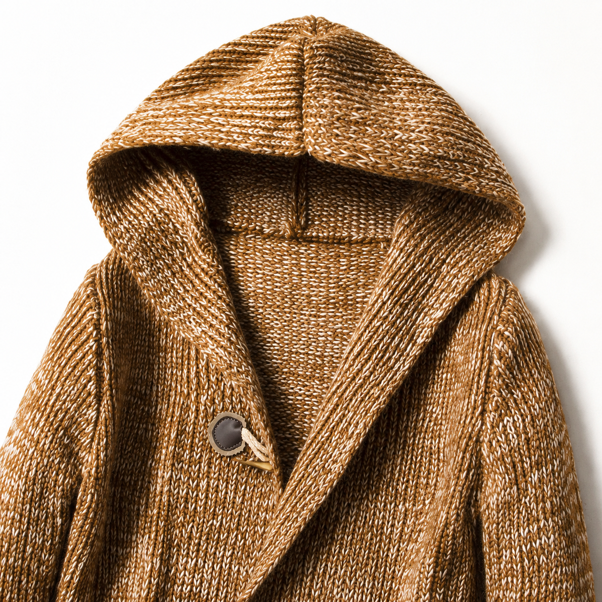 Men's Chunky Knit Hooded Toggle Cardigan