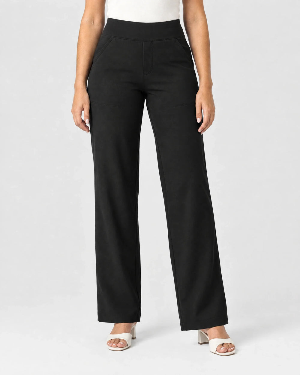 High-Rise Straight-Leg Stretch Pants