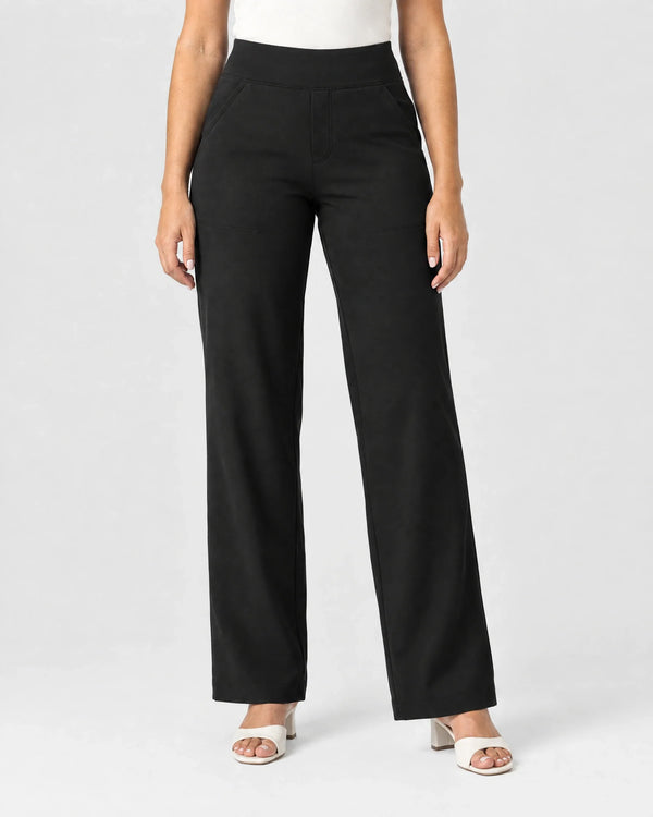High-Rise Straight-Leg Stretch Pants