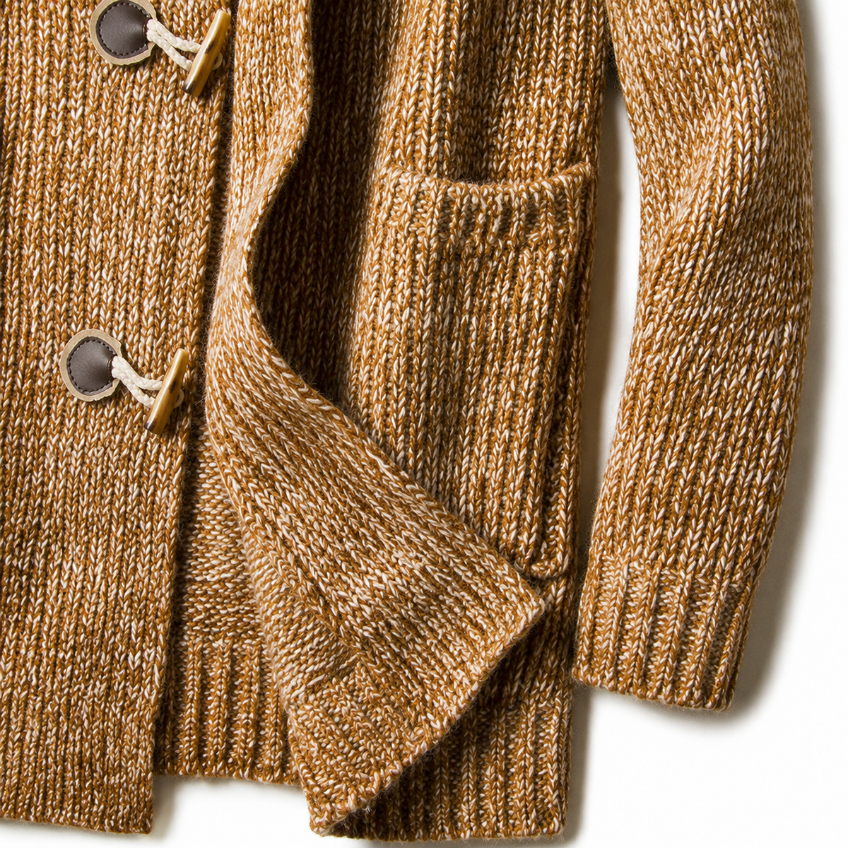 Men's Chunky Knit Hooded Toggle Cardigan
