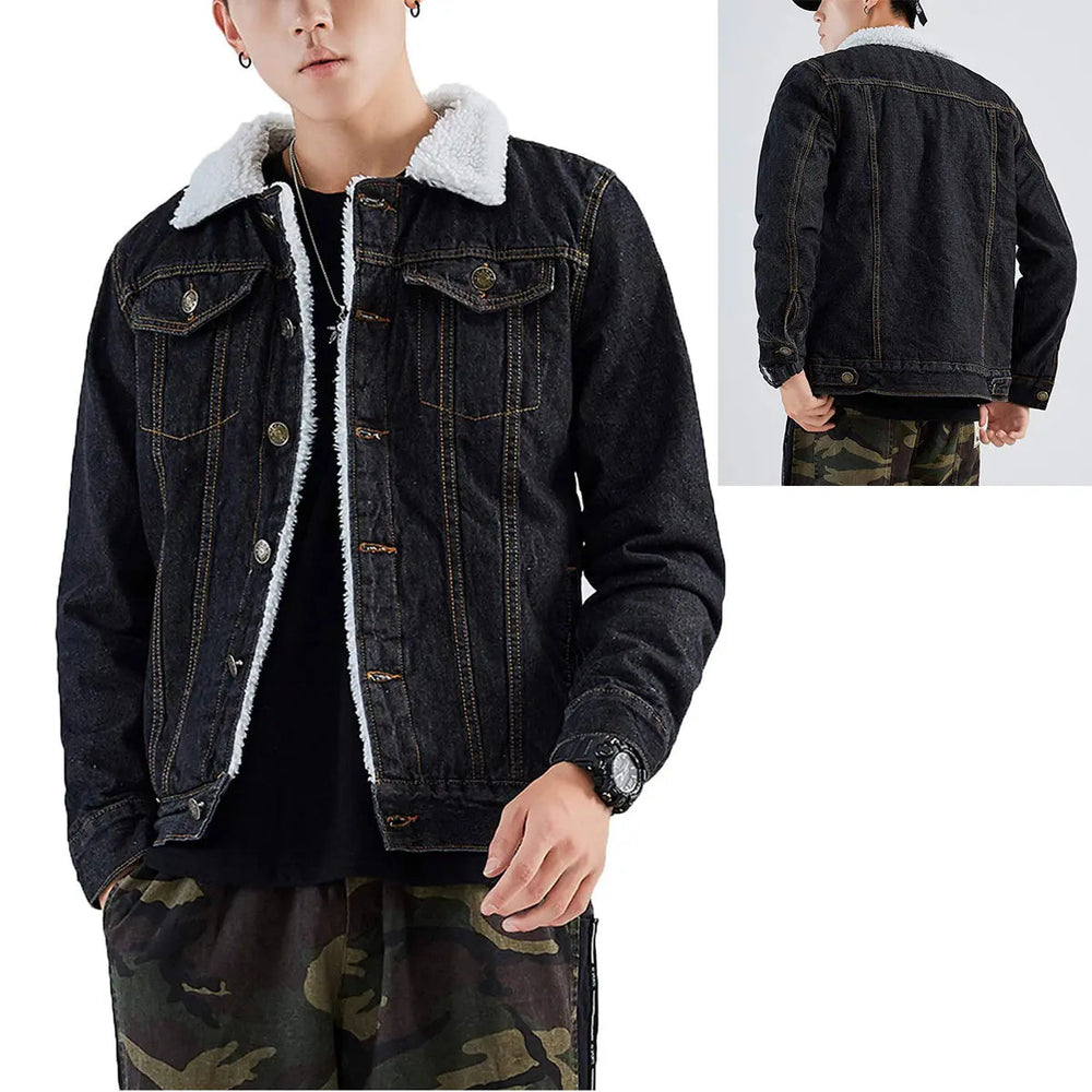 Men's Sherpa-Lined Denim Trucker Jacket