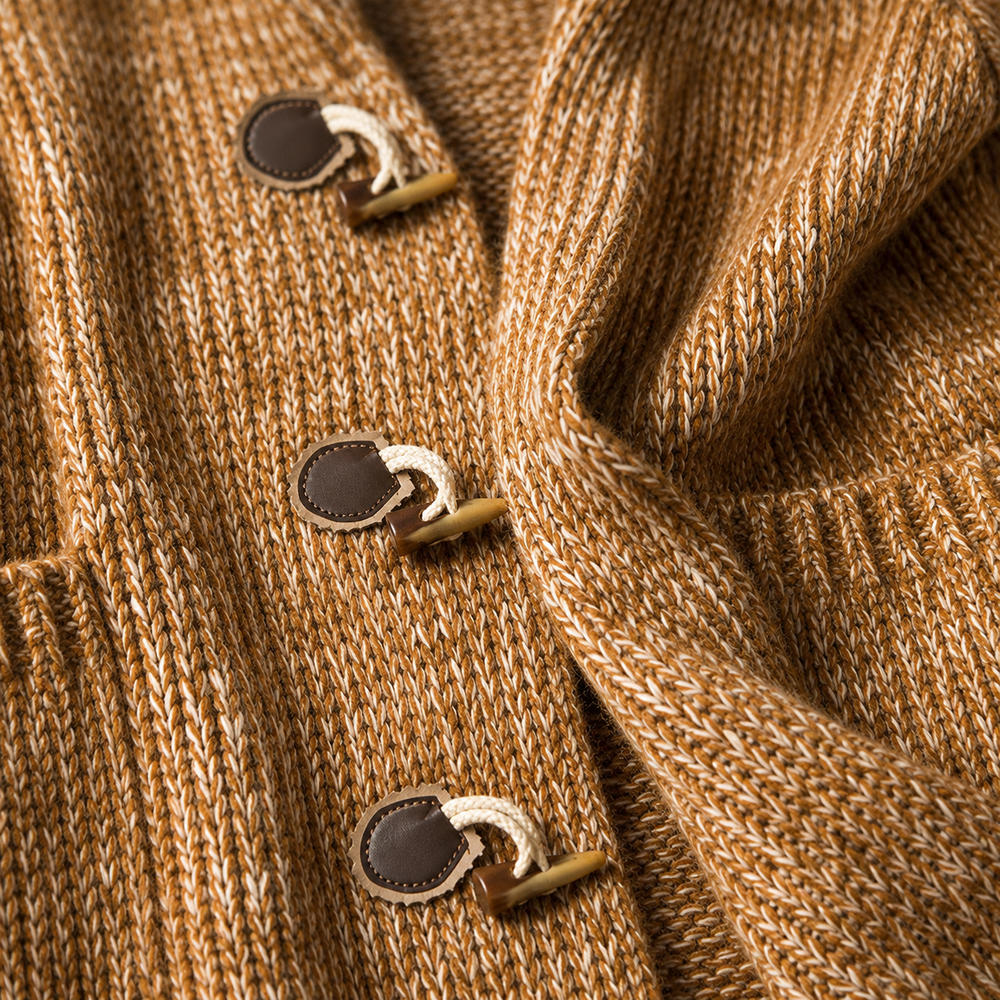 Men's Chunky Knit Hooded Toggle Cardigan