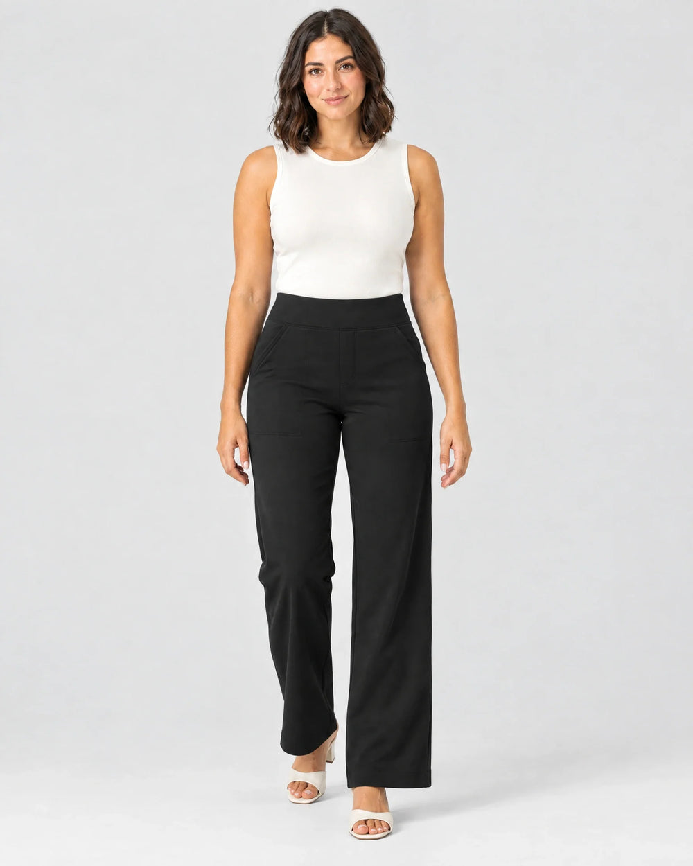 High-Rise Straight-Leg Stretch Pants
