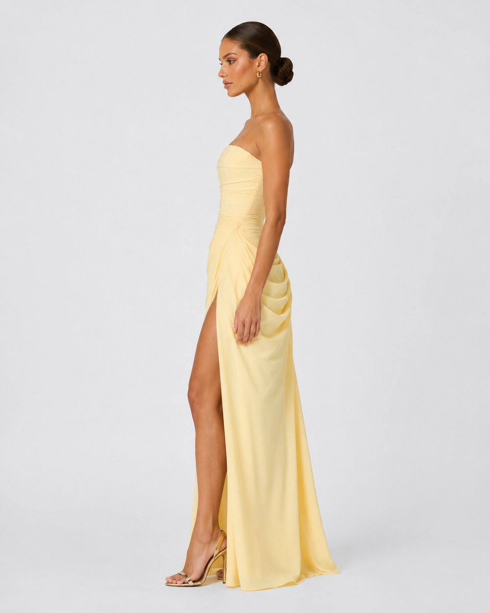 Strapless Draped Maxi Gown