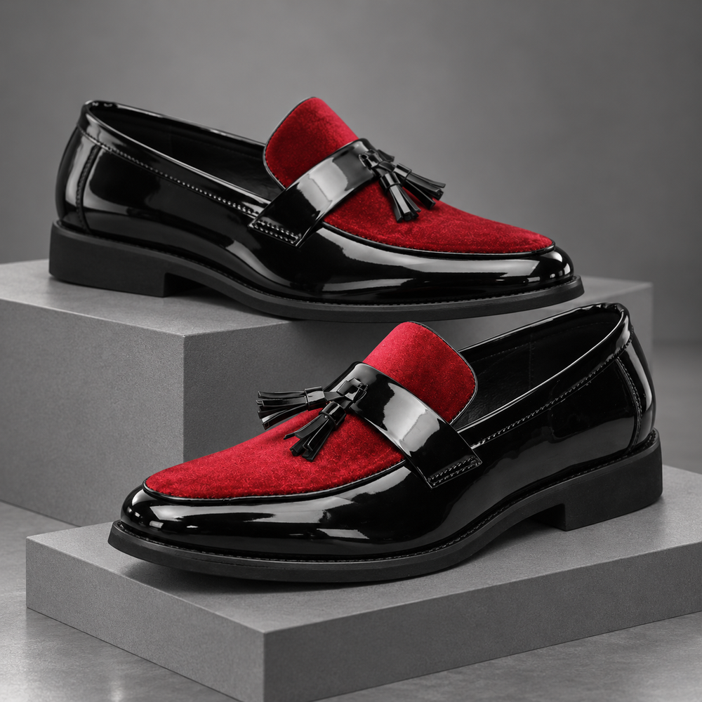 Men's Velvet Tassel Patent Loafers
