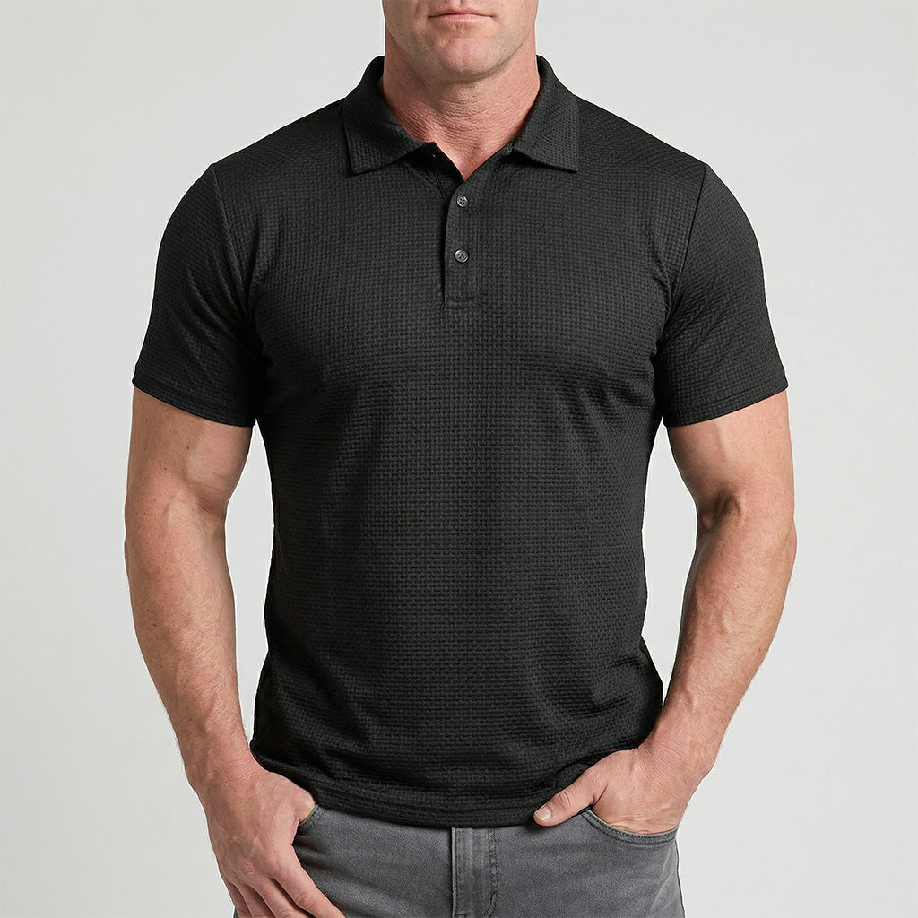 Men's Textured Stretch Polo Shirt