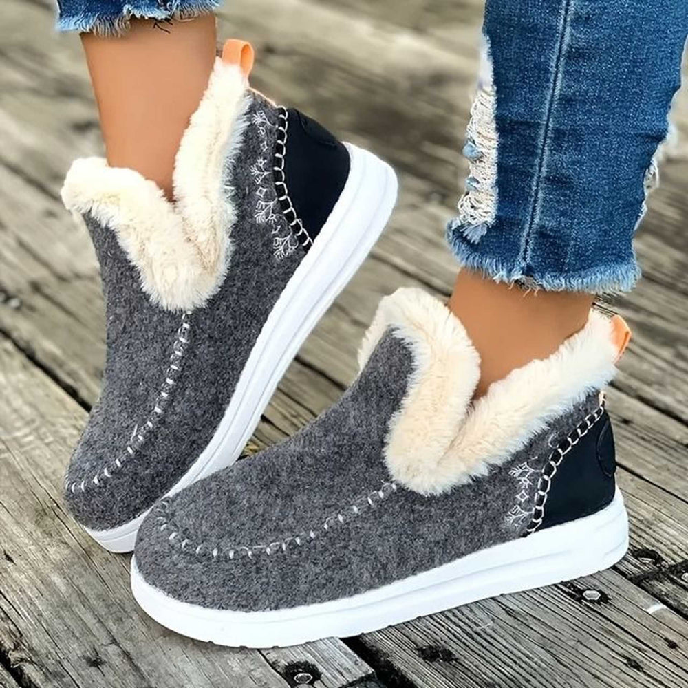 Fleece-Lined Slip-On Moc Ankle Boots