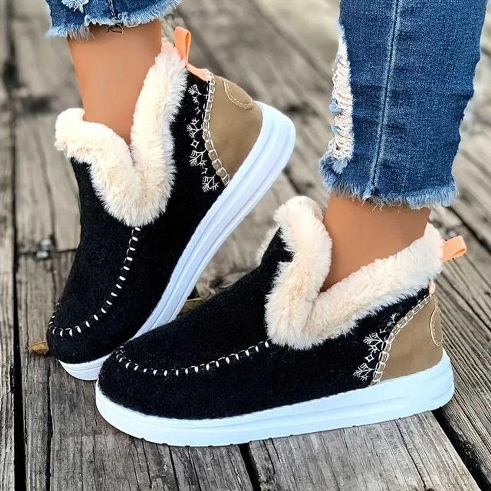 Fleece-Lined Slip-On Moc Ankle Boots