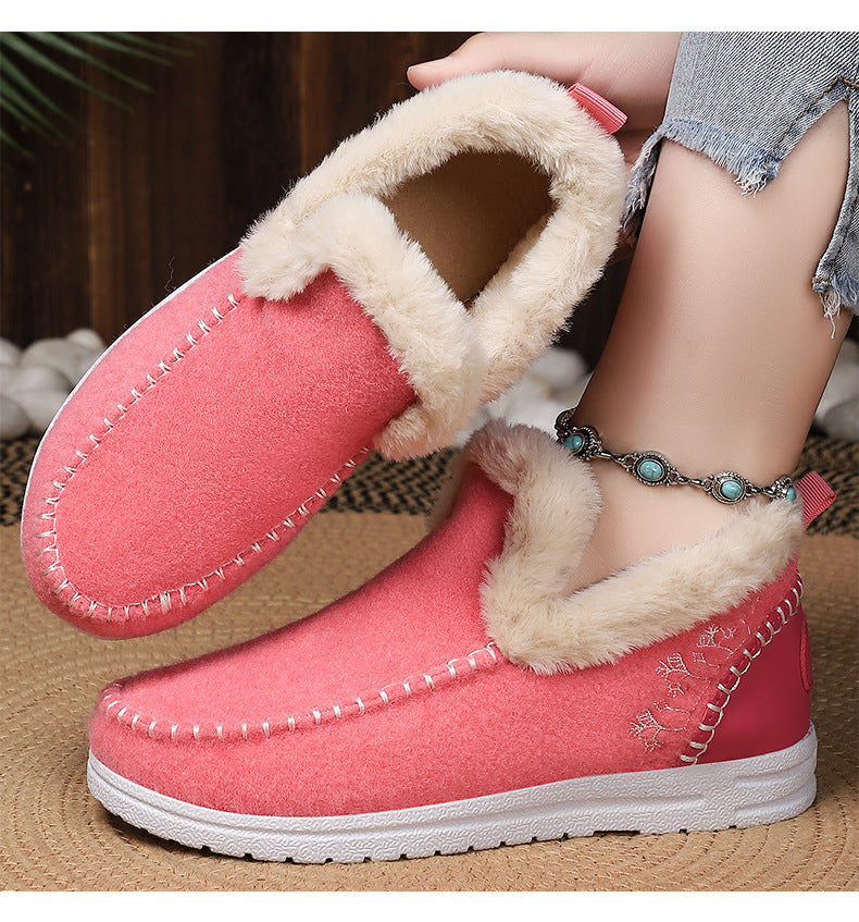 Fleece-Lined Slip-On Moc Ankle Boots