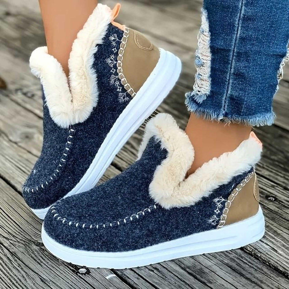 Fleece-Lined Slip-On Moc Ankle Boots