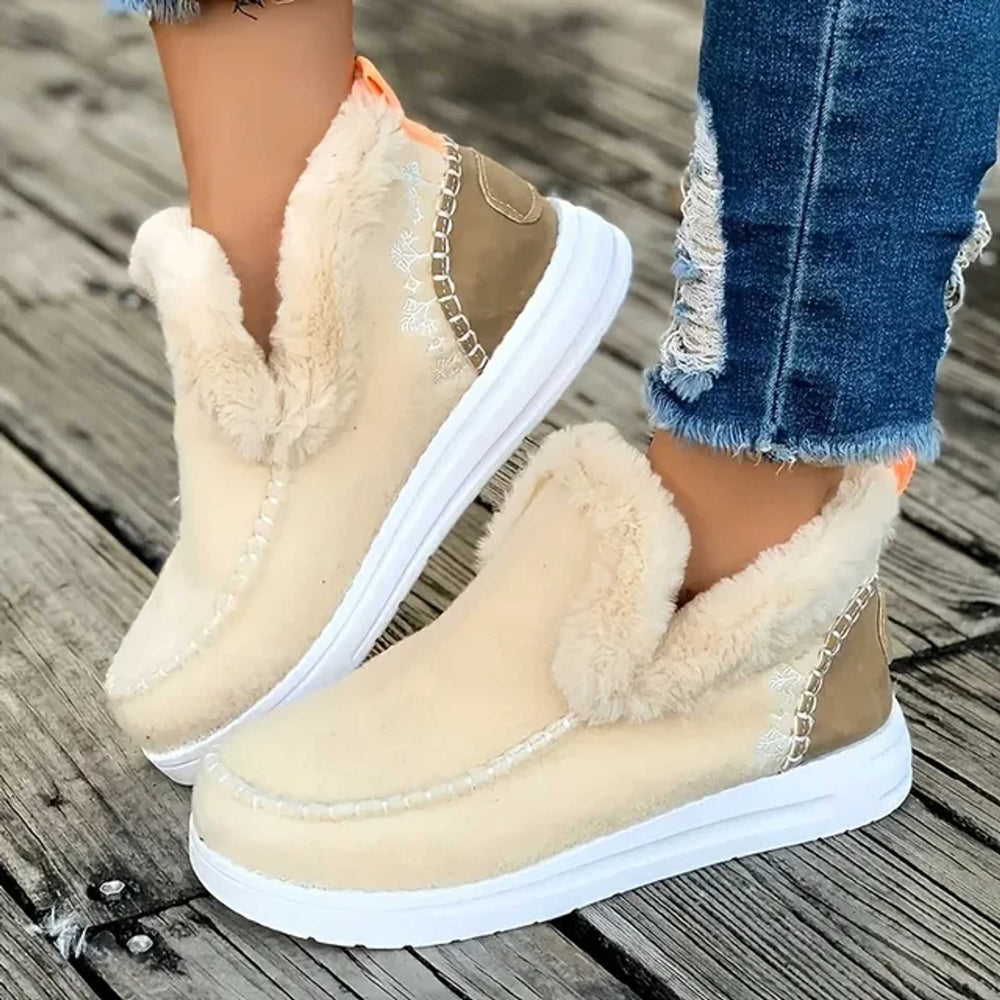 Fleece-Lined Slip-On Moc Ankle Boots