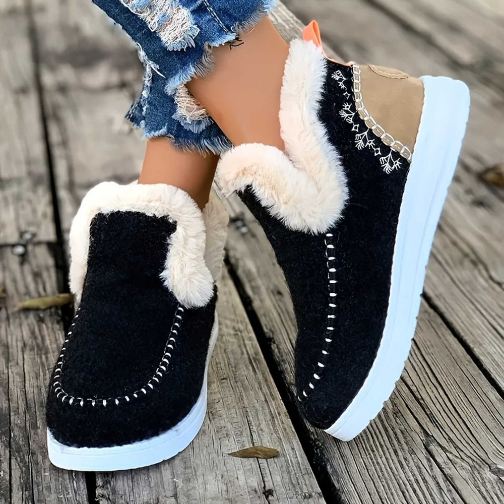 Fleece-Lined Slip-On Moc Ankle Boots