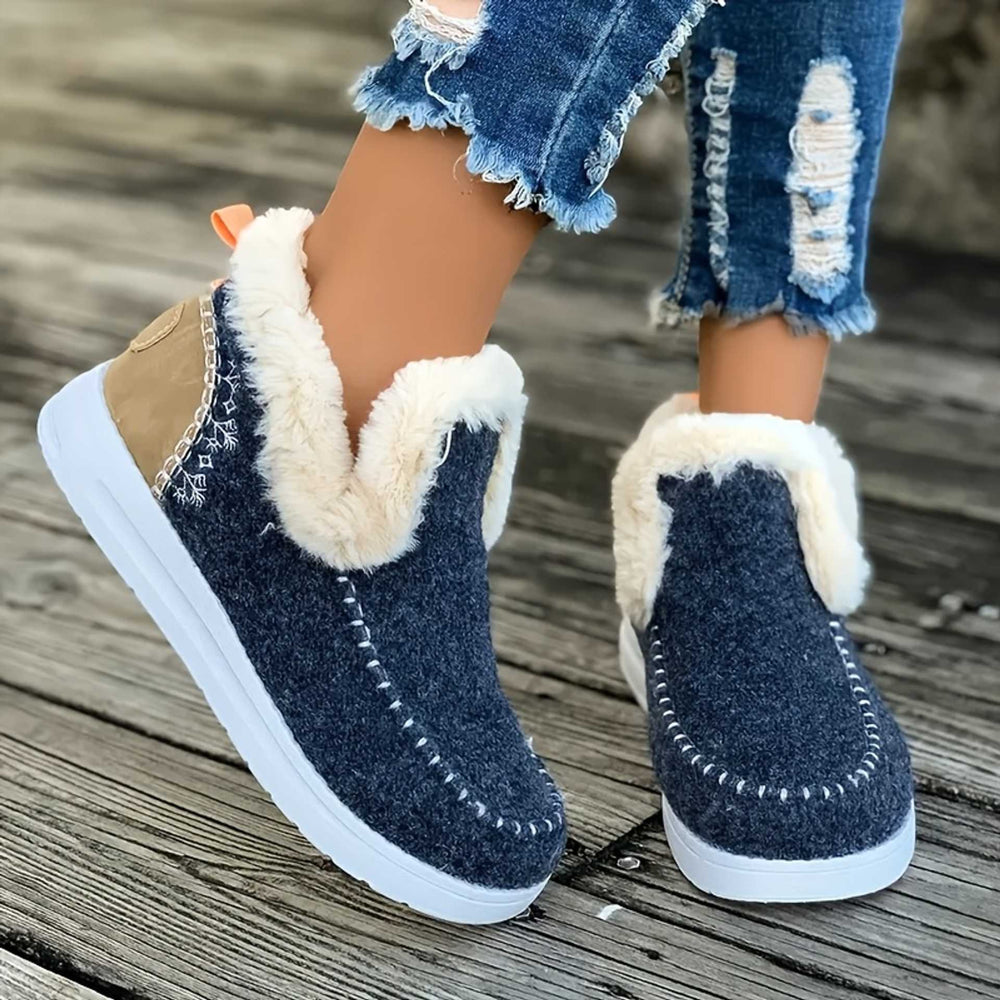 Fleece-Lined Slip-On Moc Ankle Boots