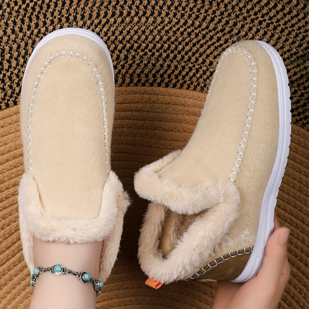 Fleece-Lined Slip-On Moc Ankle Boots