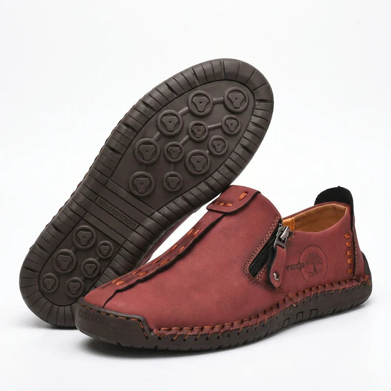 Hand-Stitched Side-Zip Slip-On Loafers