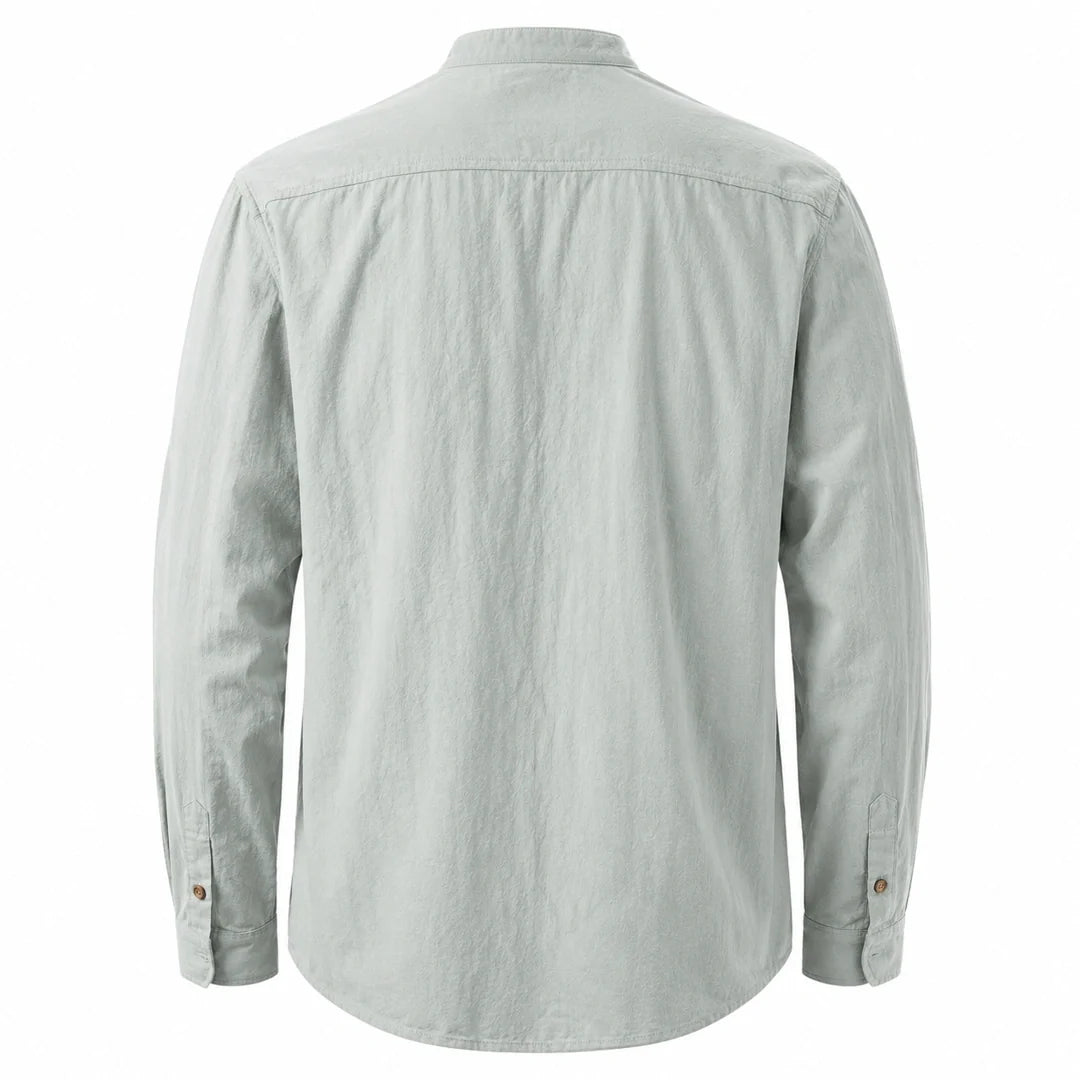 Men's Band Collar Long Sleeve Shirt