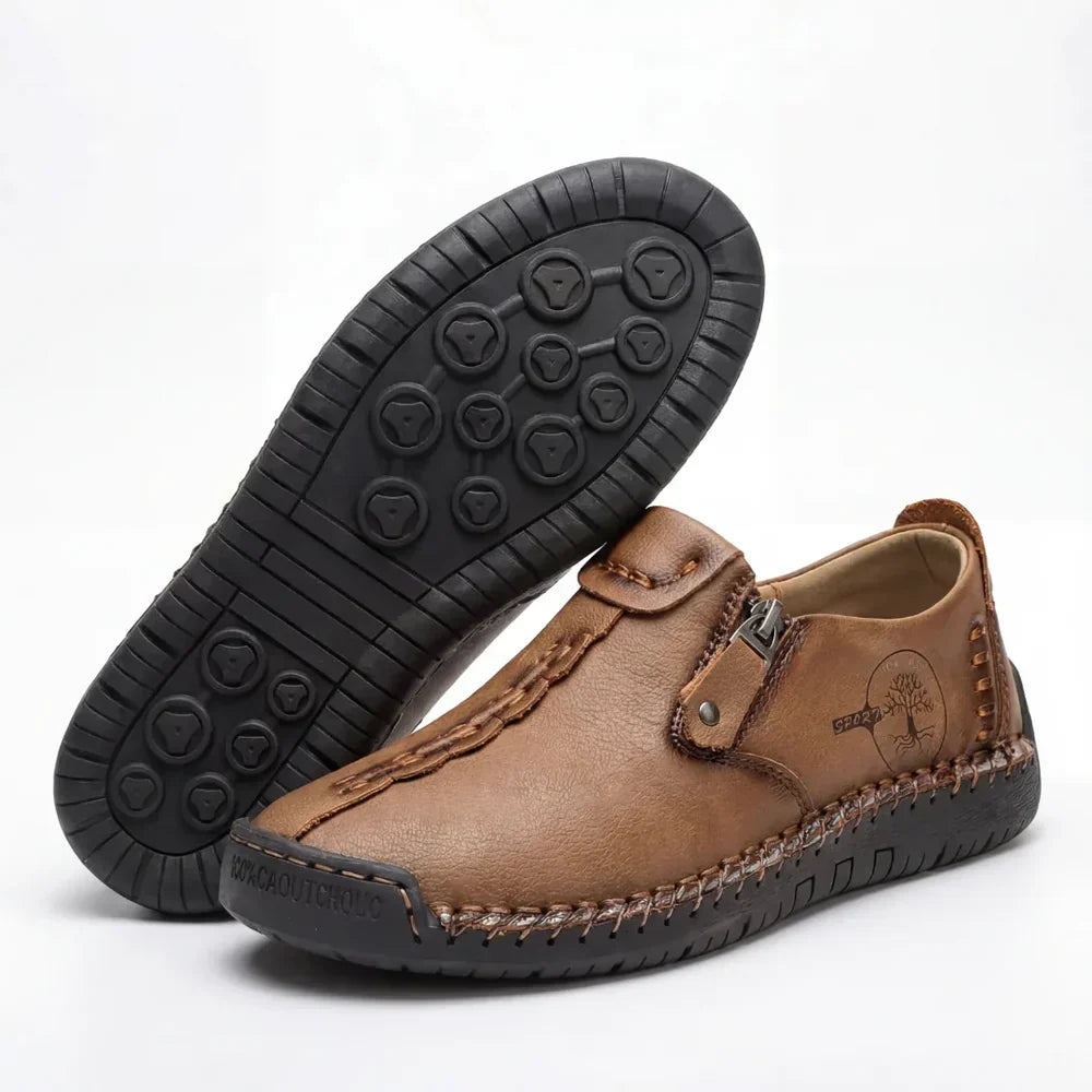 Hand-Stitched Side-Zip Slip-On Loafers