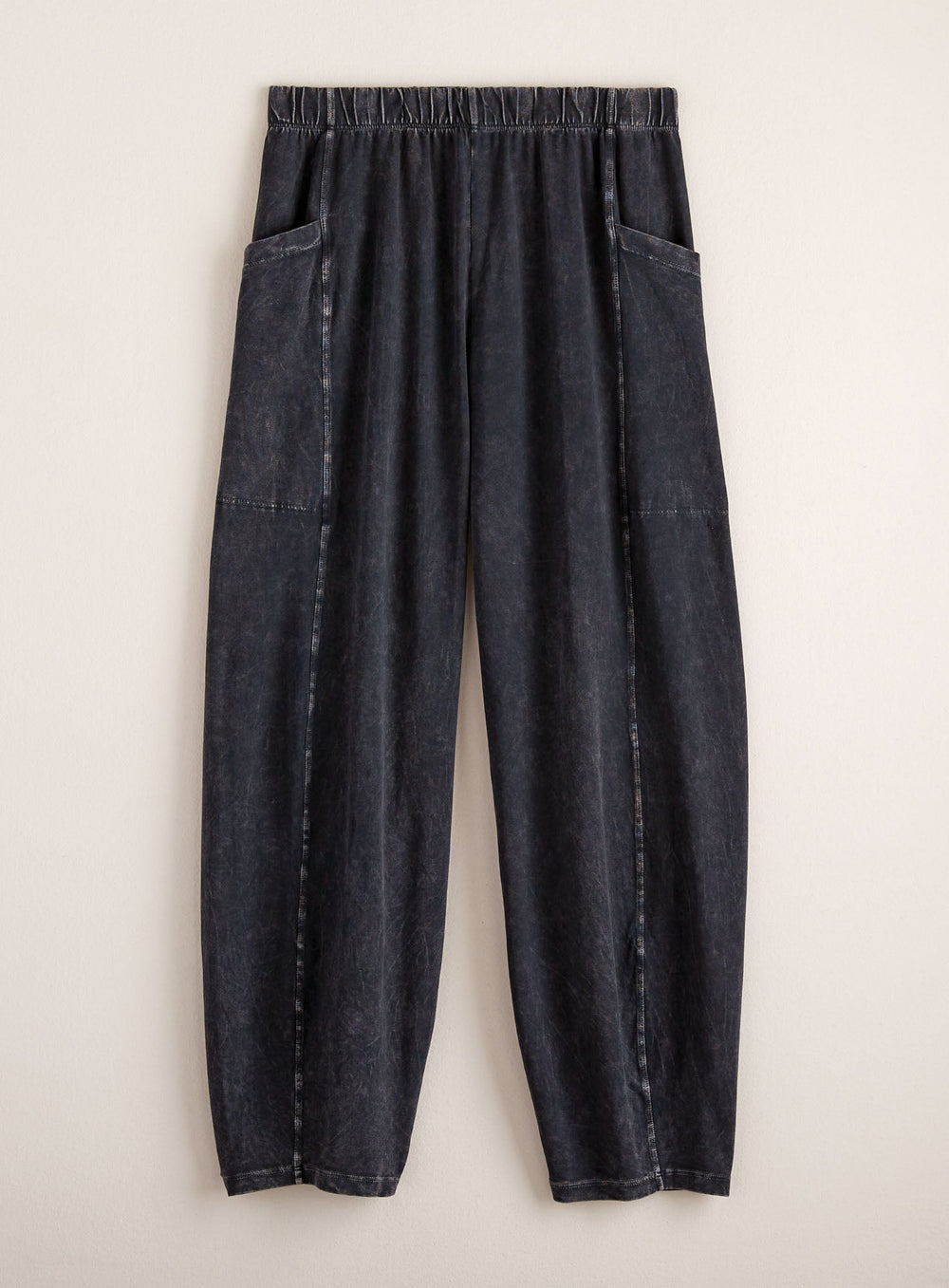 Mineral-Wash Pull-On Barrel Pants with Side Pockets