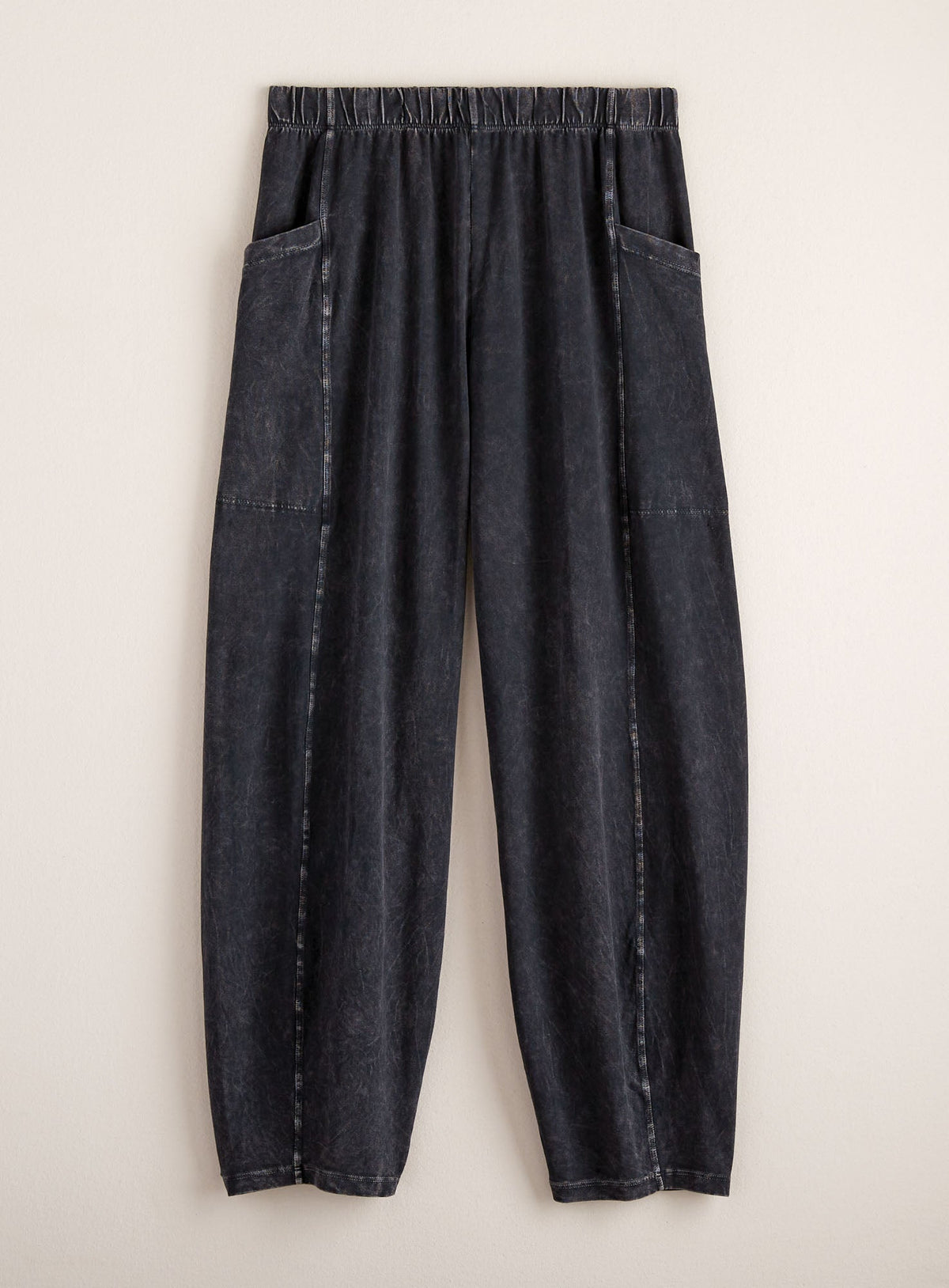 Mineral-Wash Pull-On Barrel Pants with Side Pockets