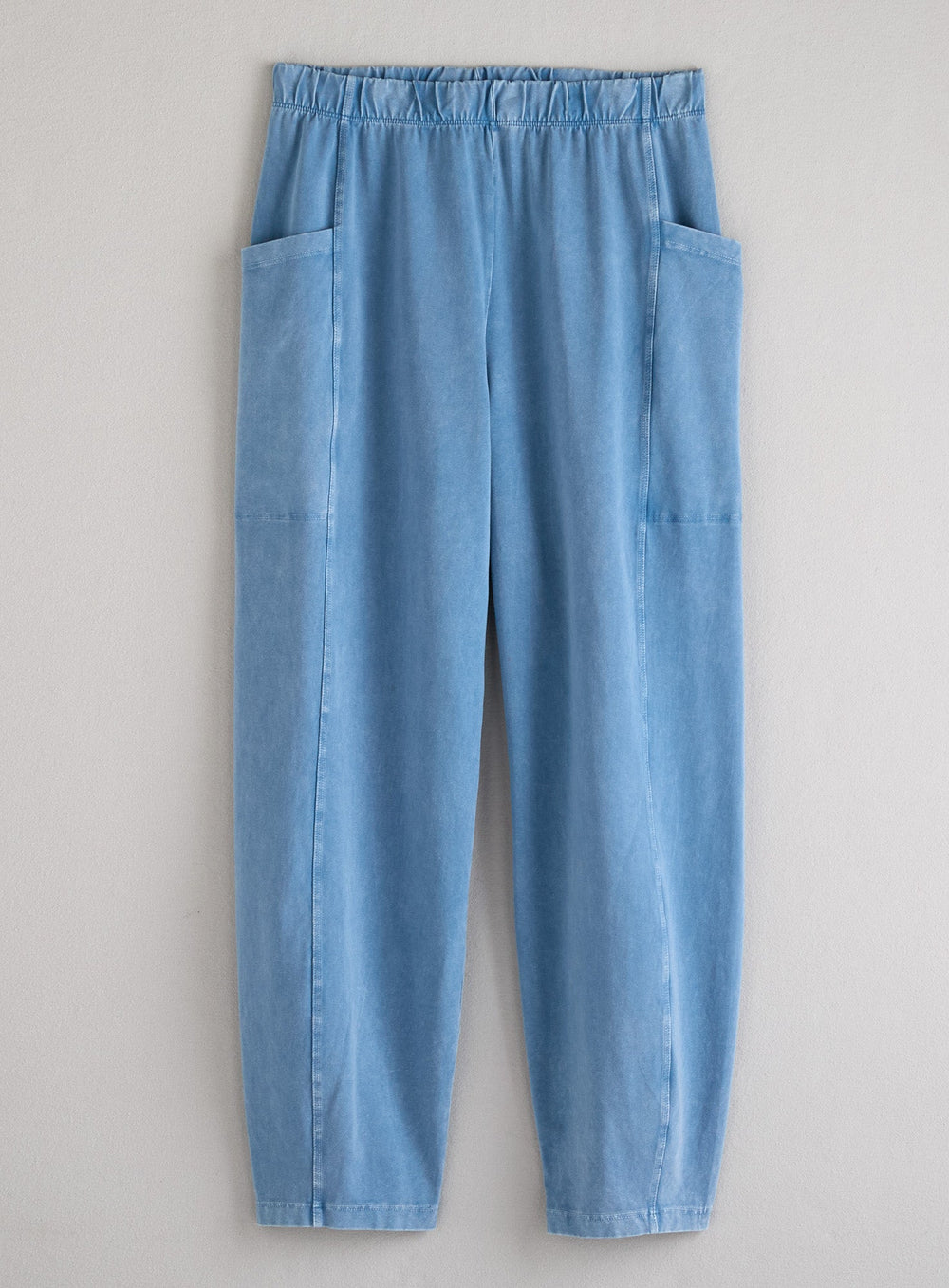 Mineral-Wash Pull-On Barrel Pants with Side Pockets