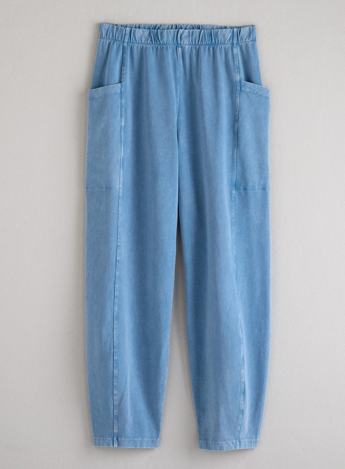 Mineral-Wash Pull-On Barrel Pants with Side Pockets