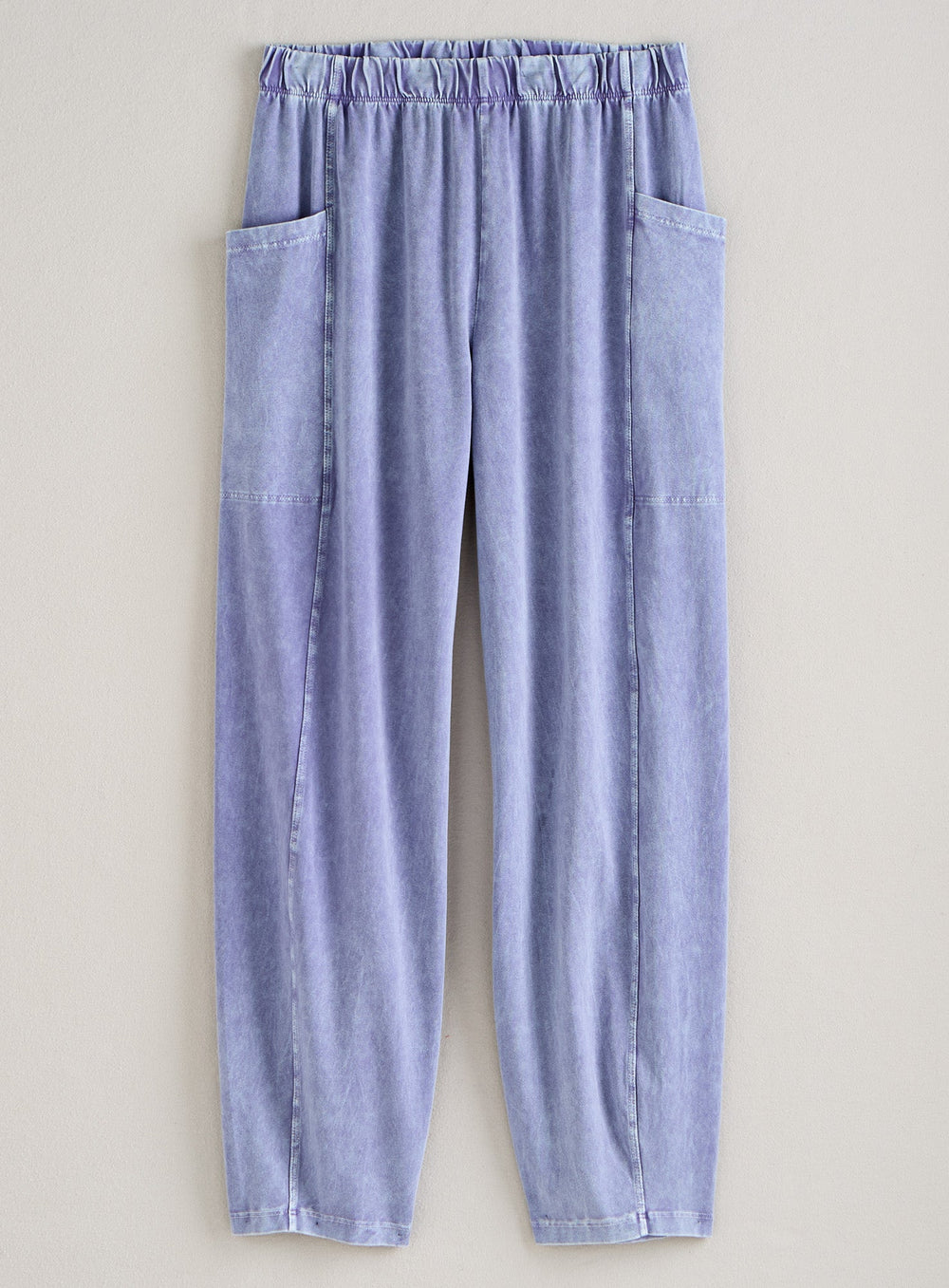 Mineral-Wash Pull-On Barrel Pants with Side Pockets