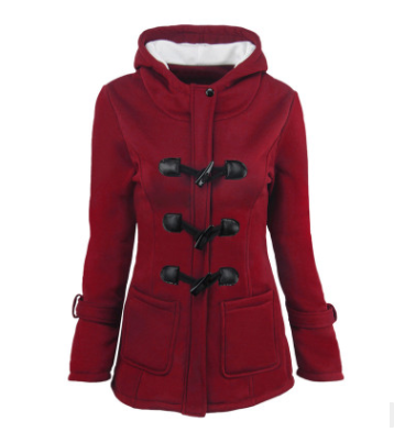 Hooded Toggle Duffle Coat with Plush-Lined Hood