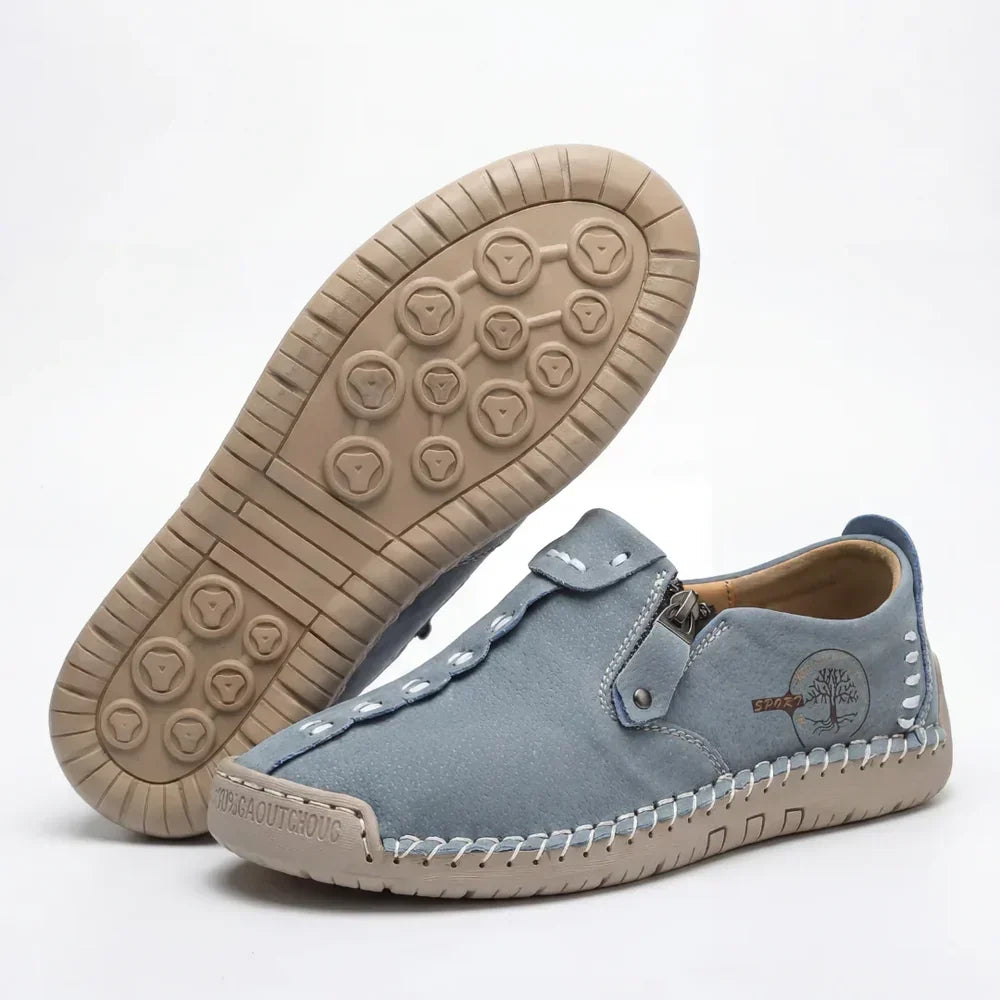 Hand-Stitched Side-Zip Slip-On Loafers
