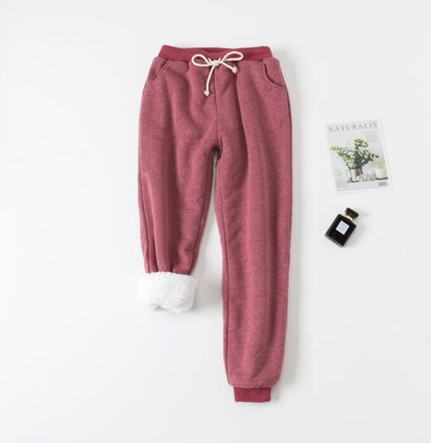 Sherpa-Lined Drawstring Jogger Sweatpants